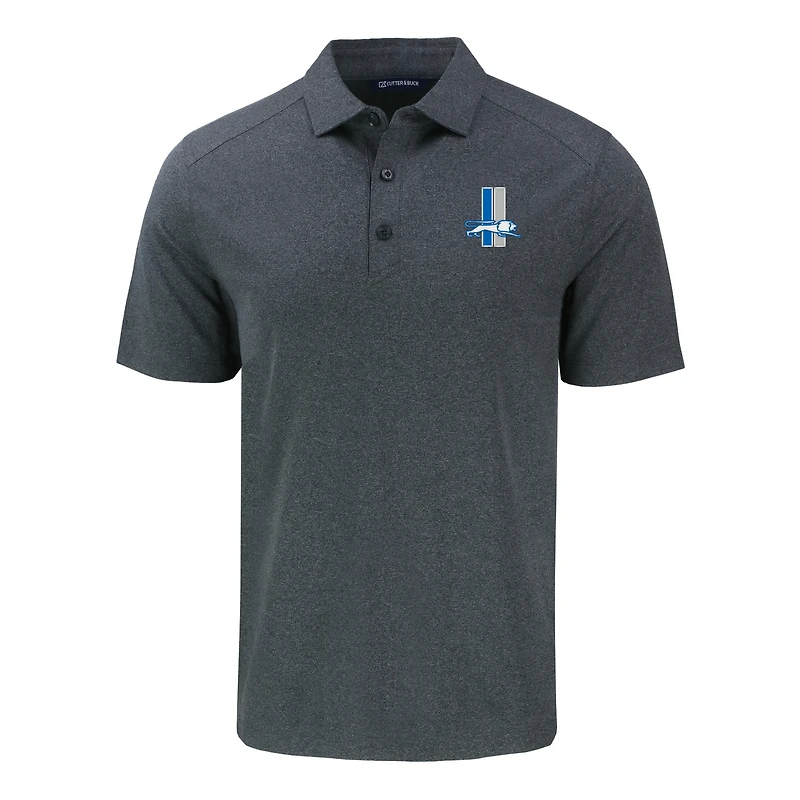 Men's Cutter & Buck  Heather Black Detroit Lions Throwback Big Tall Forge Eco Stretch Recycled Polo