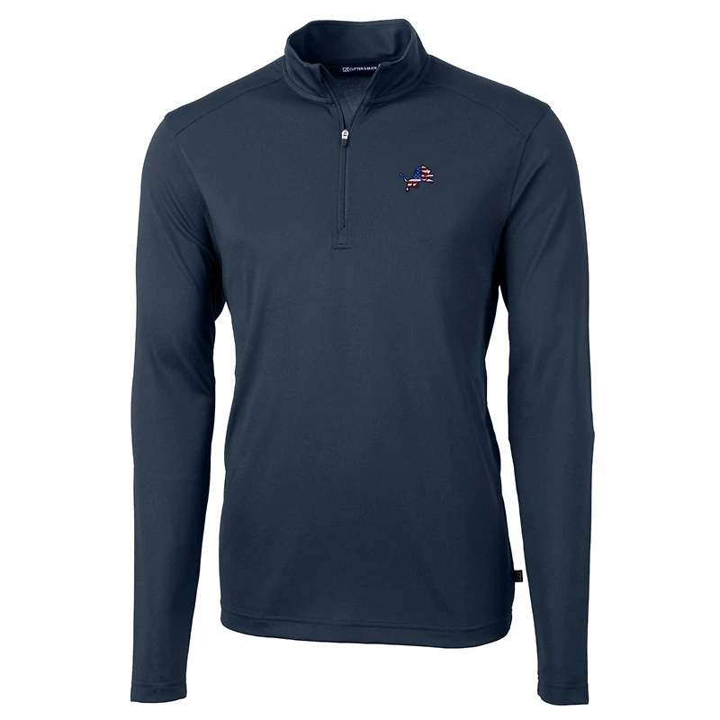 Veste zippée quart de tour en piqué écologique recyclé pour homme, couleur bleu marine, des Detroit Lions, taille grande et taille, Cutter & Buck