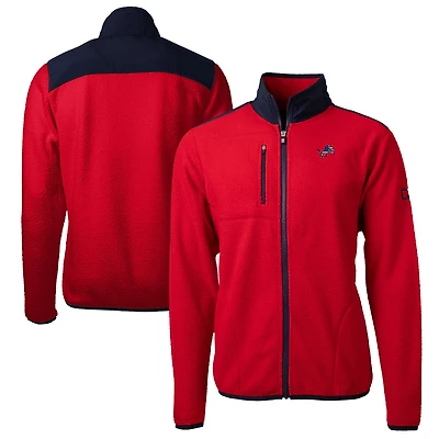 Veste polaire entièrement zippée Cascade Eco Sherpa pour homme, grande taille, rouge, Cutter & Buck, Detroit Lions