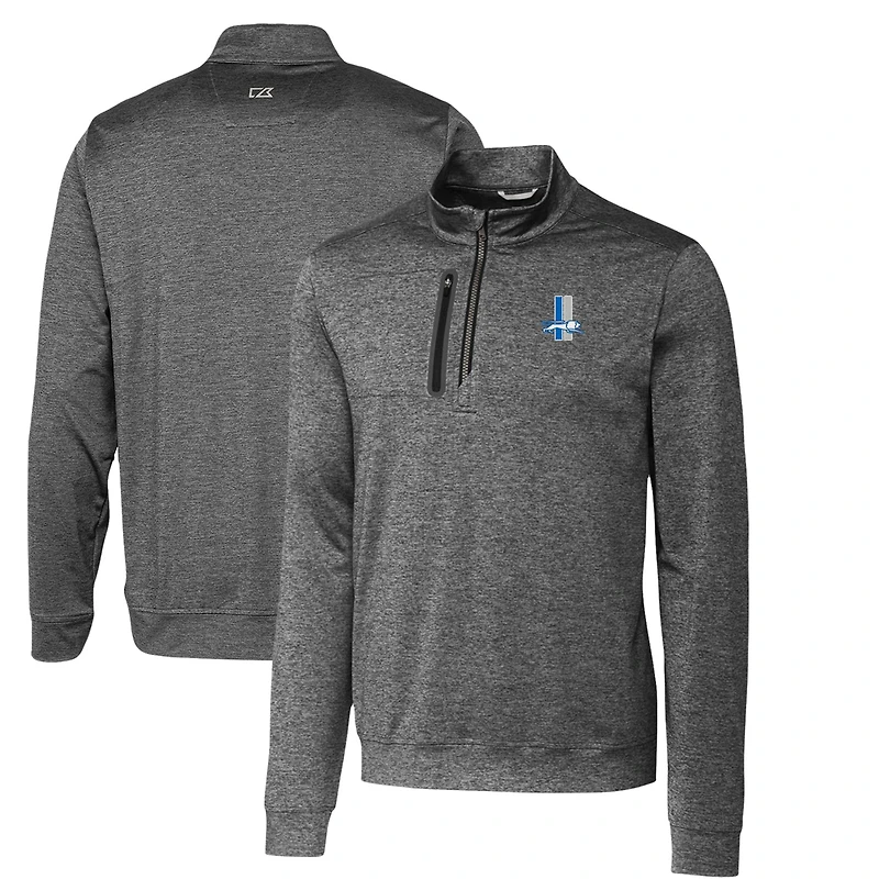 Pull zippé quart de tour pour homme, coupeur et buck, en acier, avec logo rétro Stealth Heathered des Detroit Lions.