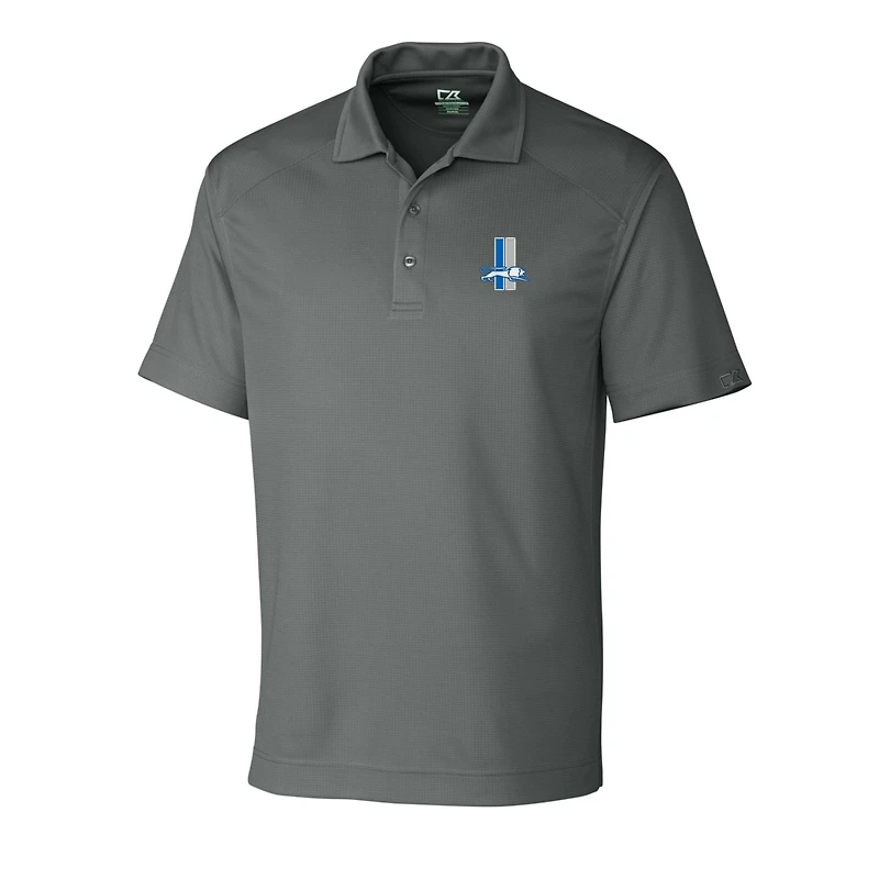 Polo texturé uni à logo rétro Detroit Lions de Cutter & Buck Steel pour homme, grandes tailles, en tissu DryTec Genre.