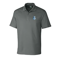 Polo texturé uni à logo rétro Detroit Lions de Cutter & Buck Steel pour homme, grandes tailles, en tissu DryTec Genre.