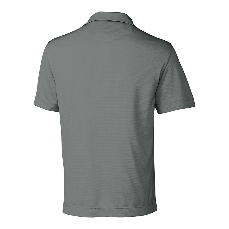 Polo texturé uni à logo rétro Detroit Lions de Cutter & Buck Steel pour homme, grandes tailles, en tissu DryTec Genre.