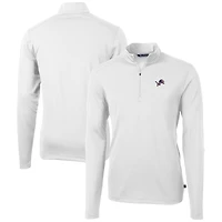 Men's Cutter & Buck White Detroit Lions Big Tall Virtue Eco Pique Recycled Quarter-Zip Jacket