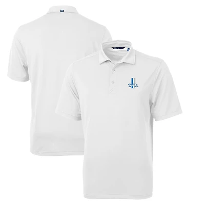 Men's Cutter & Buck White Detroit Lions Throwback Logo Virtue Eco Pique Recycled Big Tall Polo