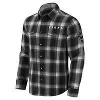 Men's Darius Rucker Collection by Fanatics Black Detroit Lions Flannel Plaid Full-Snap Shirt