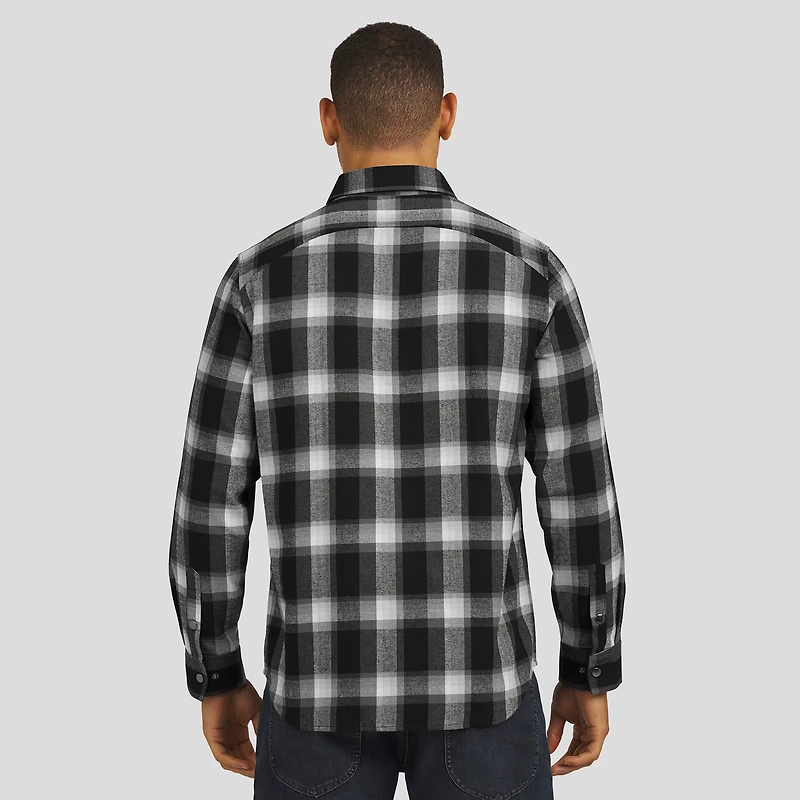 Men's Darius Rucker Collection by Fanatics Black Detroit Lions Flannel Plaid Full-Snap Shirt
