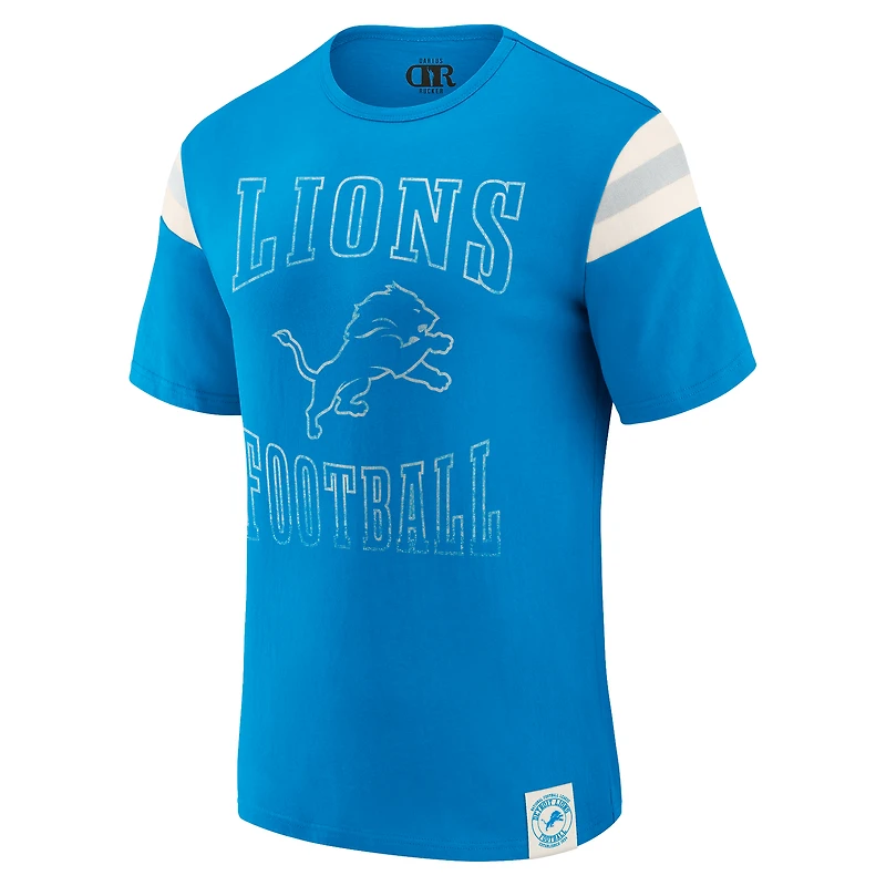 Men's Darius Rucker Collection by Fanatics  Blue Detroit Lions Football Stripe Sleeve T-Shirt