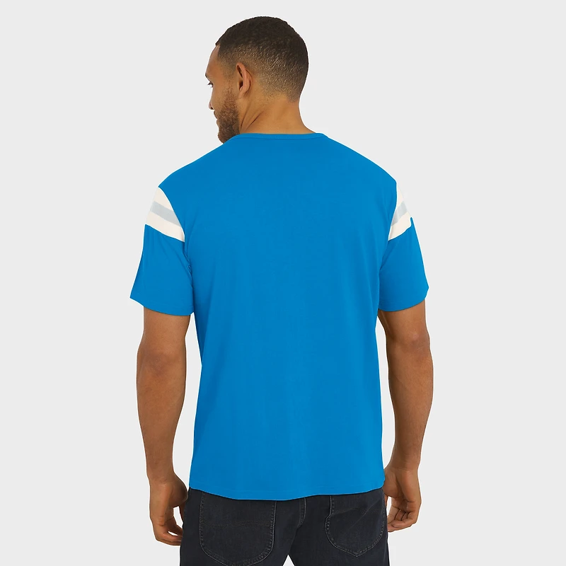 Men's Darius Rucker Collection by Fanatics  Blue Detroit Lions Football Stripe Sleeve T-Shirt