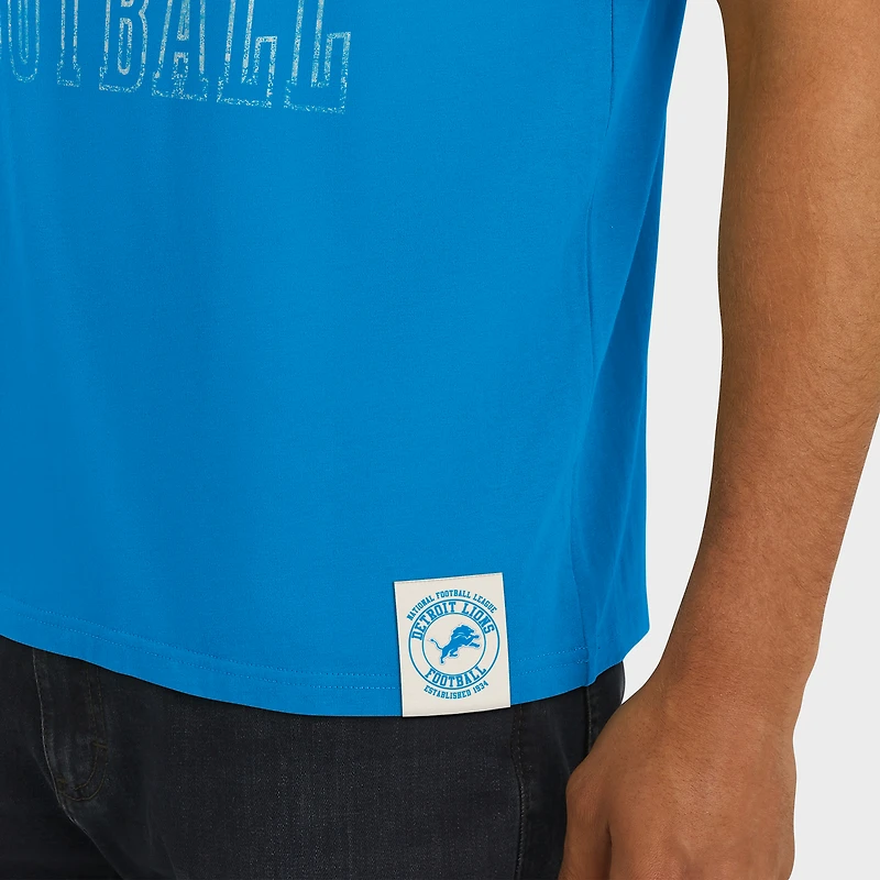 Men's Darius Rucker Collection by Fanatics Blue Detroit Lions Football Stripe Sleeve T-Shirt