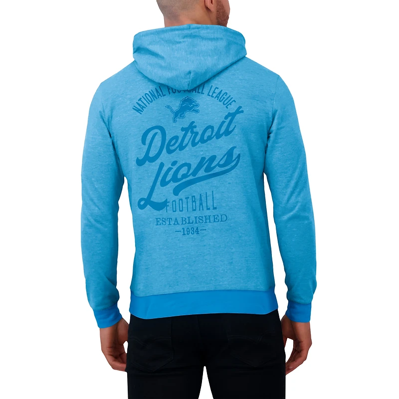 Men's Darius Rucker Collection by Fanatics Blue Detroit Lions Tonal Knit Pullover Hoodie