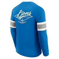 Men's Darius Rucker Collection by Fanatics Blue Detroit Lions Waffle-Knit Raglan Long Sleeve Henley T-Shirt