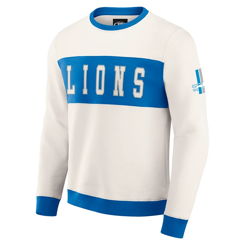 Men's Darius Rucker Collection by Fanatics  Cream Detroit Lions Colorblock Pullover Sweatshirt