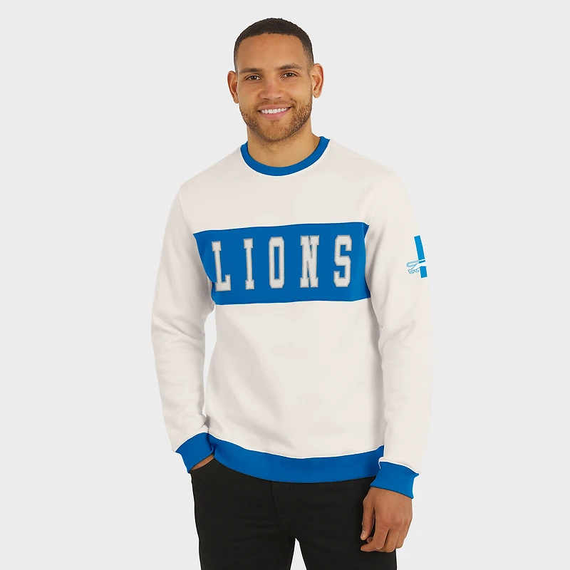 Men's Darius Rucker Collection by Fanatics  Cream Detroit Lions Colorblock Pullover Sweatshirt