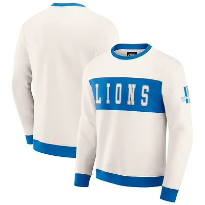 Men's Darius Rucker Collection by Fanatics  Cream Detroit Lions Colorblock Pullover Sweatshirt