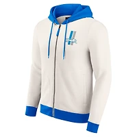 Men's Darius Rucker Collection by Fanatics Cream Detroit Lions Distressed Graphics Full-Zip Hoodie