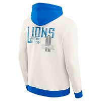 Men's Darius Rucker Collection by Fanatics Cream Detroit Lions Distressed Graphics Full-Zip Hoodie