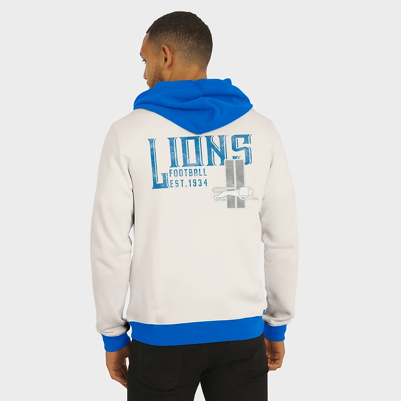 Men's Darius Rucker Collection by Fanatics Cream Detroit Lions Distressed Graphics Full-Zip Hoodie