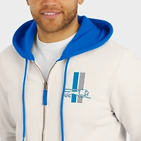 Men's Darius Rucker Collection by Fanatics Cream Detroit Lions Distressed Graphics Full-Zip Hoodie