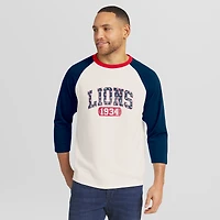 Men's Darius Rucker Collection by Fanatics  White/Navy Detroit Lions Americana 3/4 Sleeve Raglan T-Shirt