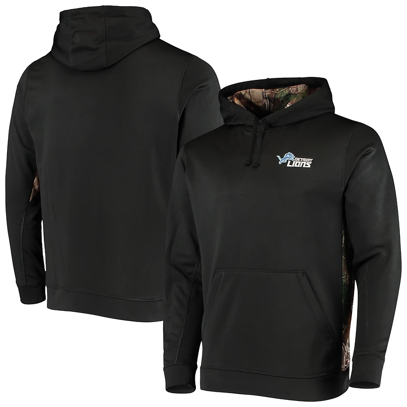 Sweat à capuche pour homme Dunbrooke noir/camouflage Realtree avec logo des Lions de Détroit (style Ranger)