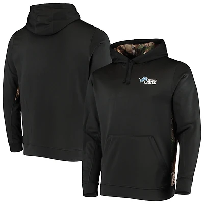 Sweat à capuche pour homme Dunbrooke noir/camouflage Realtree avec logo des Lions de Détroit (style Ranger)