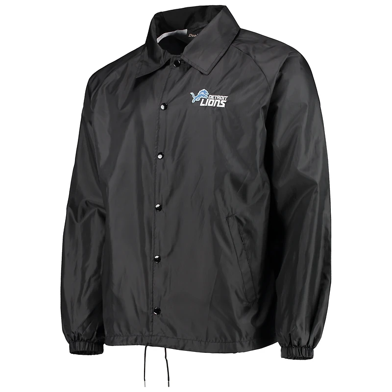 Veste coupe-vent classique raglan à boutons-pression Dunbrooke noire Detroit Lions pour homme