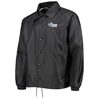 Veste coupe-vent classique raglan à boutons-pression Dunbrooke noire Detroit Lions pour homme