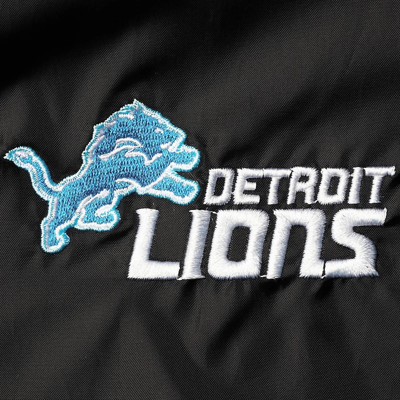 Men's Dunbrooke Black Detroit Lions Coaches Classic Raglan Full-Snap Windbreaker Jacket