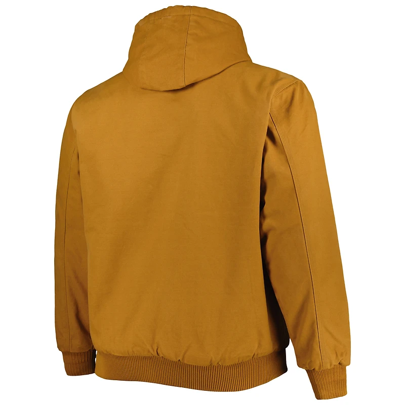 Veste à capuche zippée en toile Dakota pour homme, couleur beige, Detroit Lions, grandes tailles, Dunbrooke Tan