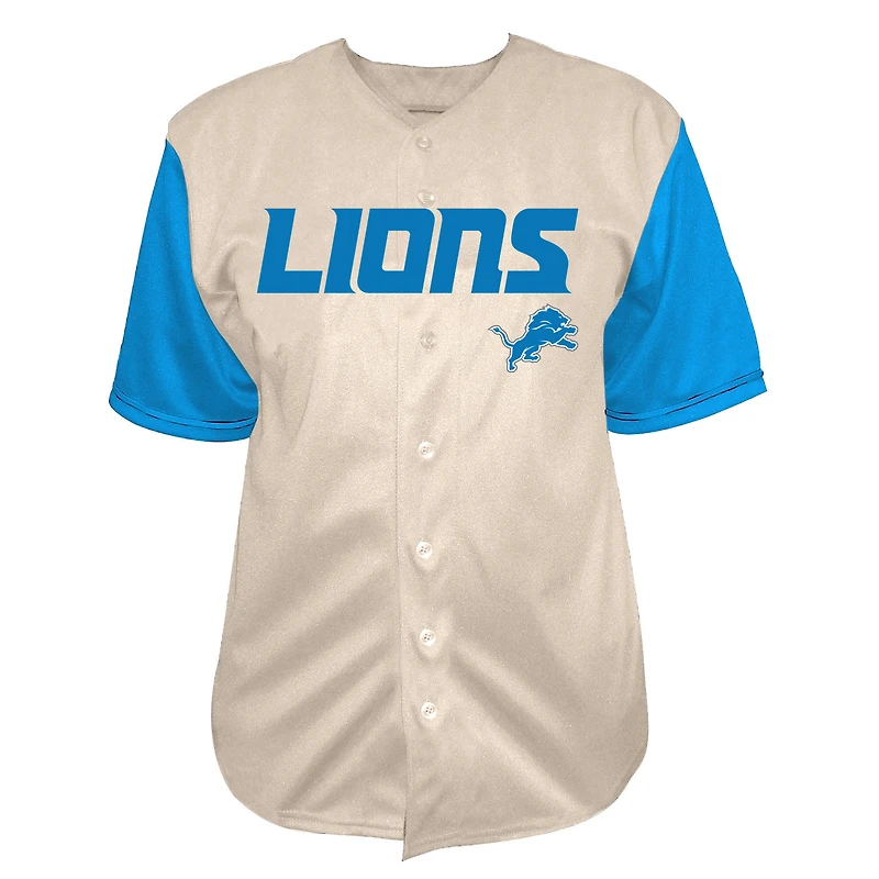 Men's Fanatics Aidan Hutchinson Cream Detroit Lions Big & Tall Baseball Button-Up Shirt