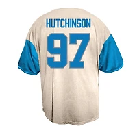 Men's Fanatics Aidan Hutchinson Cream Detroit Lions Big & Tall Baseball Button-Up Shirt