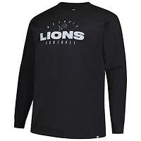 Men's Fanatics Black Detroit Lions Big & Tall Coverage Scheme Long Sleeve T-Shirt