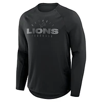 T-shirt à manches longues Fanatics noir pour homme, motif Detroit Lions