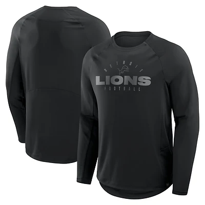 T-shirt à manches longues Fanatics noir pour homme, motif Detroit Lions