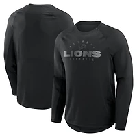 T-shirt à manches longues Fanatics noir pour homme, motif Detroit Lions