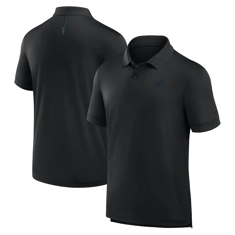 Polo noir Fanatics pour homme avec logo Front Office Move des Detroit Lions