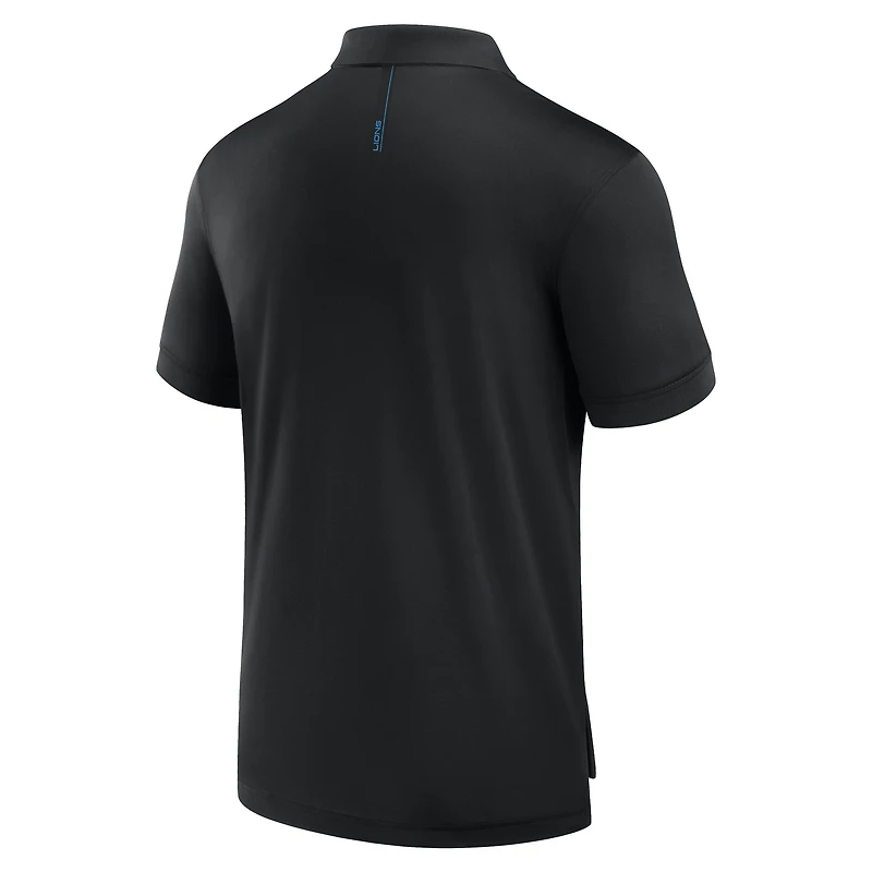Polo noir Fanatics pour homme avec logo Front Office Move des Detroit Lions