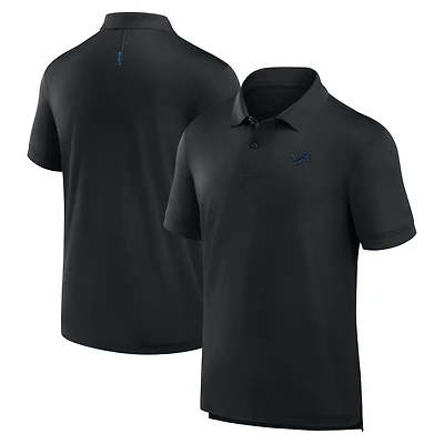 Polo noir Fanatics pour homme avec logo Front Office Move des Detroit Lions