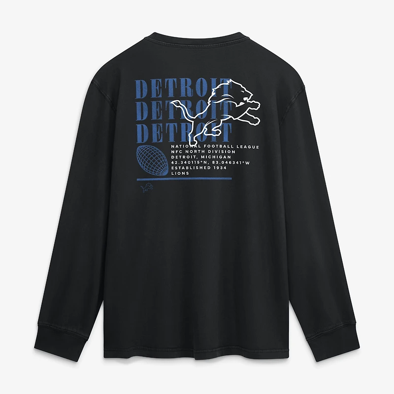 Men's Fanatics Black Detroit Lions Fullback Drive Relaxed Fit Long Sleeve T-Shirt