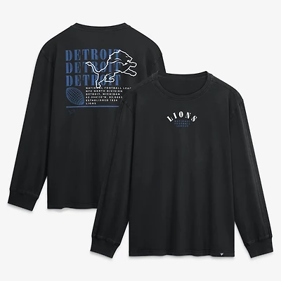 Men's Fanatics Black Detroit Lions Fullback Drive Relaxed Fit Long Sleeve T-Shirt
