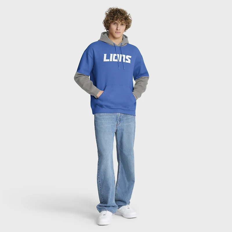 Men's Fanatics Blue/Gray Detroit Lions Helmet Pullover Hoodie