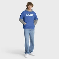 Men's Fanatics Blue/Gray Detroit Lions Helmet Pullover Hoodie