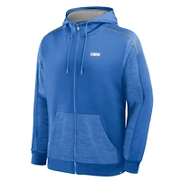 Sweat à capuche zippé bleu Detroit Lions Checkdown Pass pour homme
