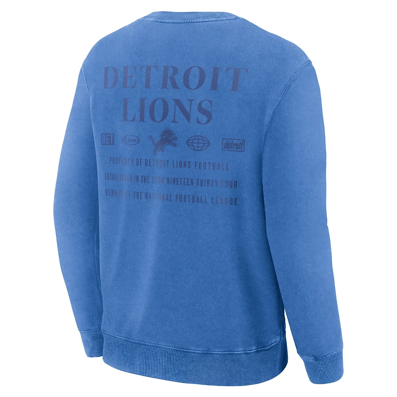 Men's Fanatics Blue Detroit Lions Deep Route Pullover Sweatshirt