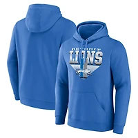 Men's Fanatics Blue Detroit Lions Geometric Chrome Pullover Hoodie