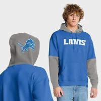 Sweat à capuche bleu Fanatics pour homme avec logo casque des Lions de Detroit