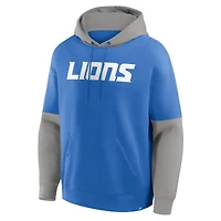 Sweat à capuche bleu Fanatics pour homme avec logo casque des Lions de Detroit