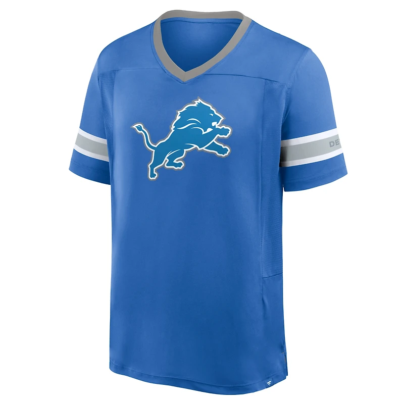 T-shirt col V Premium Hashmark bleu Fanatics pour homme, Detroit Lions Hometown