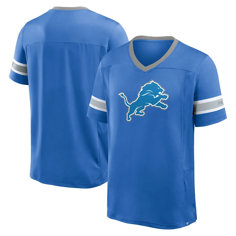 T-shirt col V Premium Hashmark bleu Fanatics pour homme, Detroit Lions Hometown